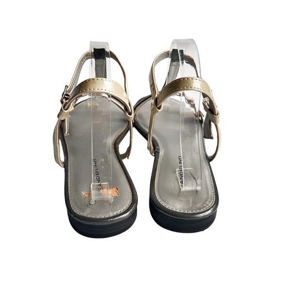 Bandolino sandal flat strappy black cream patent leather size 10 - Picture 9 of 14